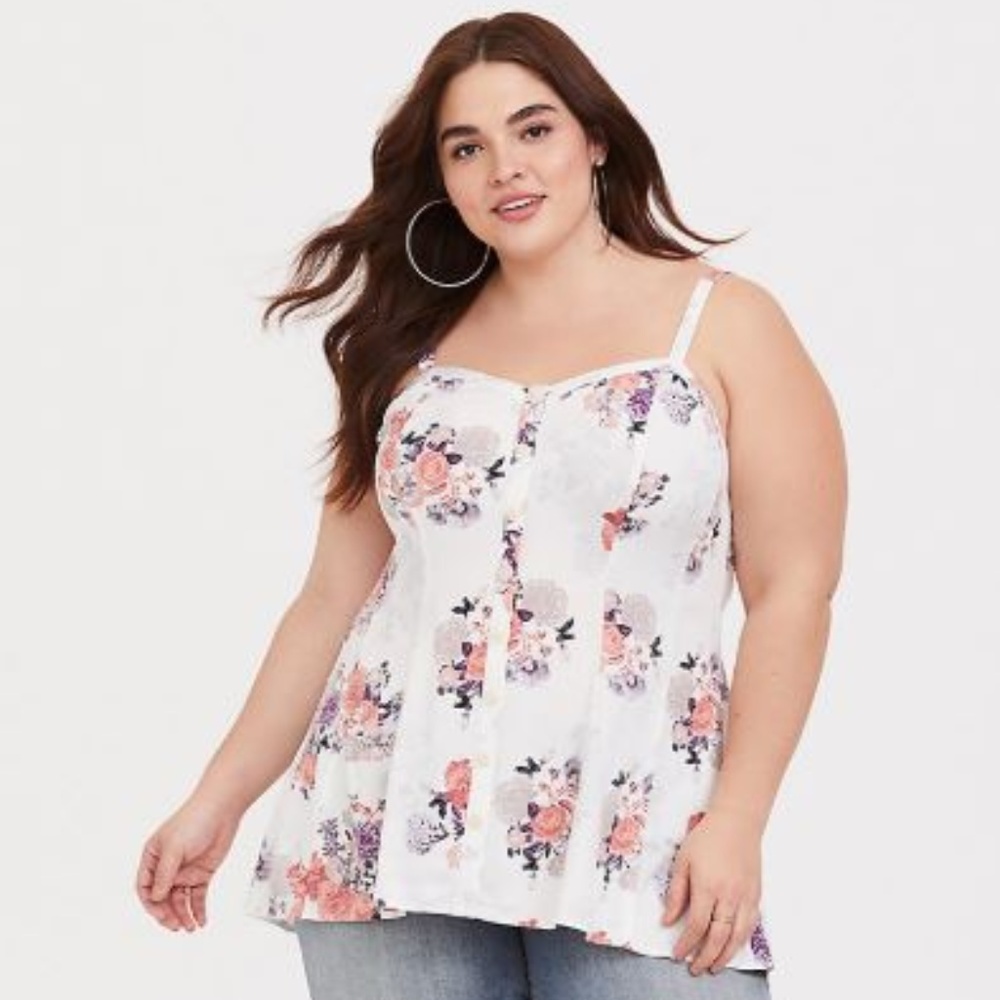Ivory Floral Button Down Cami - image 1
